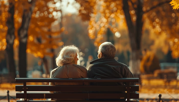 couple on bench grid